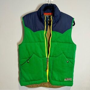 Polo Ralph Lauren Puffer Vest Contrast Talon Zipper Leather Pull Size Medium